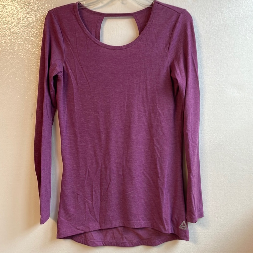 Reebok open back long sleeve knit athletic workout shirt size medium